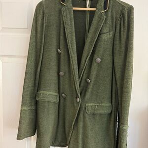 Free People Green Double-Breasted Blazer